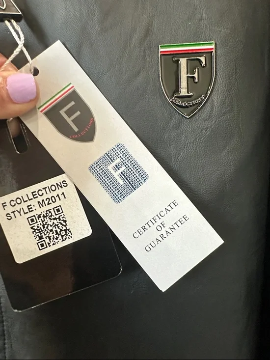 Ferrari Collection Black Leather Jacket with Red Trim - Logo - Picture 2 of 6